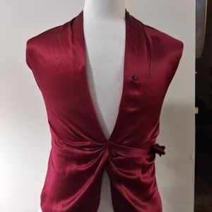 Limited Chic Silk Satin Red Blouse